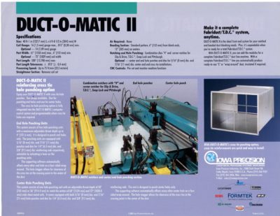 Used Iowa Precision Duct-O-Matic II Brochure pg2